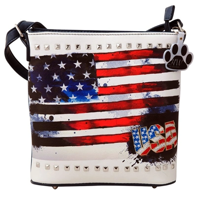 USA Embroidered American Flag Purse Stars Stripes Concealed Carry Crossbody Handbag
