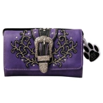 Western Style Wallet Cowgirl Buckle Crossbody Wristlet Clutch Country Trifold Women