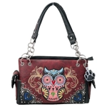 Western Colorful Owl Purse Art Hearts Concealed Carry Shoulder Handbag