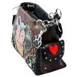 Western Colorful Owl Purse Art Hearts Concealed Carry Shoulder Handbag