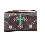 Western Turquoise Cross Laser Cut Concealed Carry Handbag and Wallet