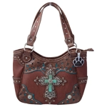 Western Turquoise Cross Laser Cut Concealed Carry Handbag and Wallet