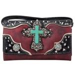 Western Turquoise Cross Laser Cut Concealed Carry Handbag and Wallet