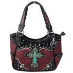 Western Turquoise Cross Laser Cut Concealed Carry Handbag and Wallet