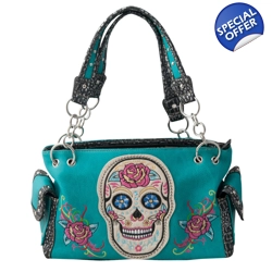 Sugar Skull Roses Day of the Dead Western Should..