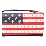 American Flag Patriotic Wallet Wristlet Clutch Women Gifts USA Stars Stripes Crossbody Trifold