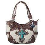 Western Turquoise Cross Laser Cut Concealed Carry Handbag and Wallet