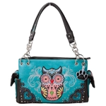 Western Colorful Owl Purse Art Hearts Concealed Carry Shoulder Handbag