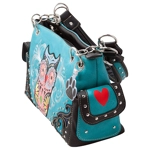 Western Colorful Owl Purse Art Hearts Concealed Carry Shoulder Handbag