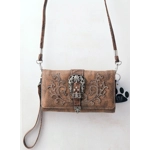 Western Style Wallet Cowgirl Buckle Crossbody Wristlet Clutch Country Trifold Women