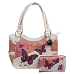 Butterfly Purse Western Embroidered Concealed Carry Handbag Wallet Set