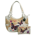 Butterfly Purse Western Embroidered Concealed Carry Handbag Wallet Set