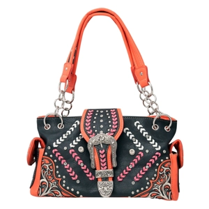 Western Handbag Floral Buckl..
