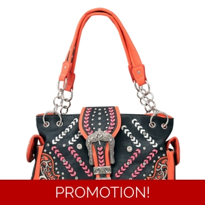 Western Handbag Floral Buckl..