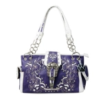 Western Handbag Laser Cut Floral Buckle Conceal Carry Shoulder Purse