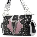 Western Handbag Laser Cut Floral Buckle Conceal Carry Shoulder Purse