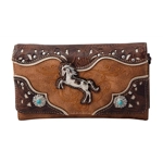 Horse Wallet Western Embroidery Tooled Crossbody Women Wristlet Clutch
