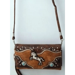 Horse Wallet Western Embroidery Tooled Crossbody Women Wristlet Clutch