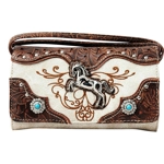 Horse Wallet Western Embroidery Tooled Crossbody Women Wristlet Clutch