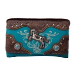 Horse Wallet Western Embroidery Tooled Crossbody Women Wristlet Clutch