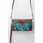 Horse Wallet Western Embroidery Tooled Crossbody Women Wristlet Clutch