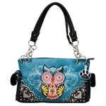Western Colorful Owl Purse Art Hearts Concealed Carry Shoulder Handbag