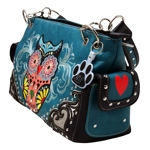 Western Colorful Owl Purse Art Hearts Concealed Carry Shoulder Handbag