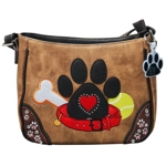 Dog Paw Print Crossbody Purse-Western Shoulder Handbag for Pet Moms