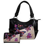 Butterfly Purse Western Embroidered Concealed Carry Handbag Wallet Set