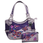 Butterfly Purse Western Embroidered Concealed Carry Handbag Wallet Set