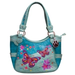 Butterfly Purse Western Embroidered Concealed Carry Handbag Wallet Set