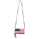 American Flag Patriotic Wallet Wristlet Clutch Women Gifts USA Stars Stripes Crossbody Trifold
