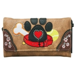 Dog Paw Print Purse Wallet Set-Western Shoulder Handbag for Pet Moms