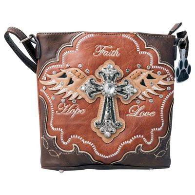Faith Hope Love Cross Purse Carry Conceal Crossbody Western Angel Wings Handbag