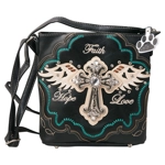 Faith Hope Love Cross Purse Carry Conceal Crossbody Western Angel Wings Handbag