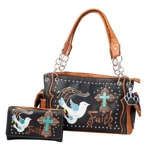 Western Cross Doves Faith Carry Concealed Handbag Wallet Set