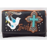 Western Cross Doves Faith Carry Concealed Handbag Wallet Set