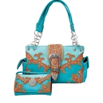 Western Multi-Color Longhorn Buckle Conceal Carry Handbag Wallet