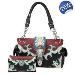 Western Multi-Color Longhorn Buckle Conceal Carr..