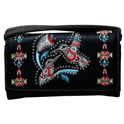 Hummingbird Hovering Flower Crossbody Wristlet Clutch Wallet Purse