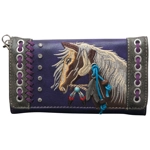 Western Horse Feather Tassel Crossbody Women Wristlet Clutch Wallet