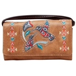 Hummingbird Hovering Flower Crossbody Wristlet Clutch Wallet Purse