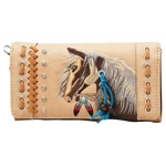 Western Horse Feather Tassel Crossbody Women Wristlet Clutch Wallet