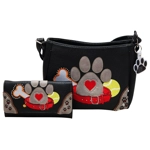 Dog Paw Print Purse Wallet Set-Western Crossbody Shoulder Bag Combo for Pet Moms