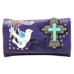 Doves Cross Wristlet Clutch Wallet Purse