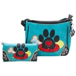 Dog Paw Print Purse Wallet Set-Western Crossbody Shoulder Bag Combo for Pet Moms