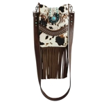Cow Print Purse Crossbody Bag Fringe Western Handbag Women Buckle Shoulder Cowgirl Animal