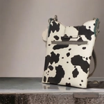 Cow Print Purse Crossbody Bag Fringe Western Handbag Women Buckle Shoulder Cowgirl Animal
