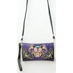 Western Owl Art Heart Crossbody Wristlet Clutch Wallet Small Purse