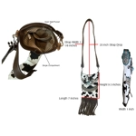 Cow Print Purse Crossbody Bag Fringe Western Handbag Women Buckle Shoulder Cowgirl Animal